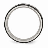 Stainless Steel Black IP Wedding Band with CZ Cross Polished Finish